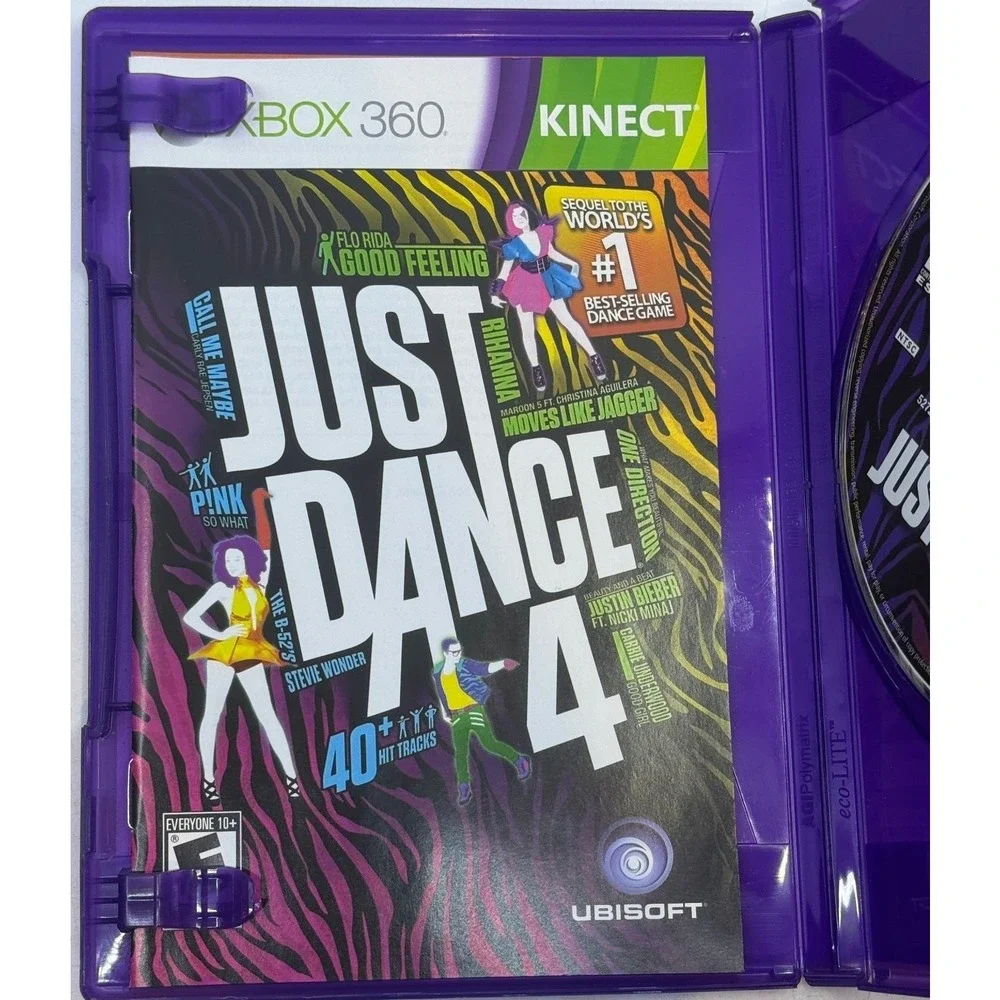 Just Dance 4 Xbox 360 Kinect Ubisoft Music Dance Game NTSC with Manual